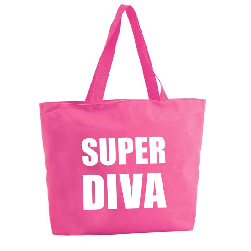 Super Diva shopper tas fuchsia roze 47 cm