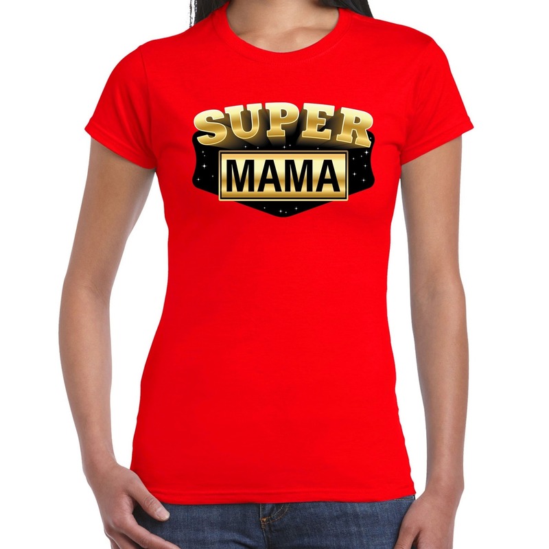 Super mama cadeau t-shirt rood voor dames
