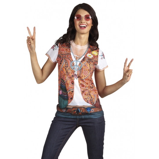 T-shirt met hippie opdruk