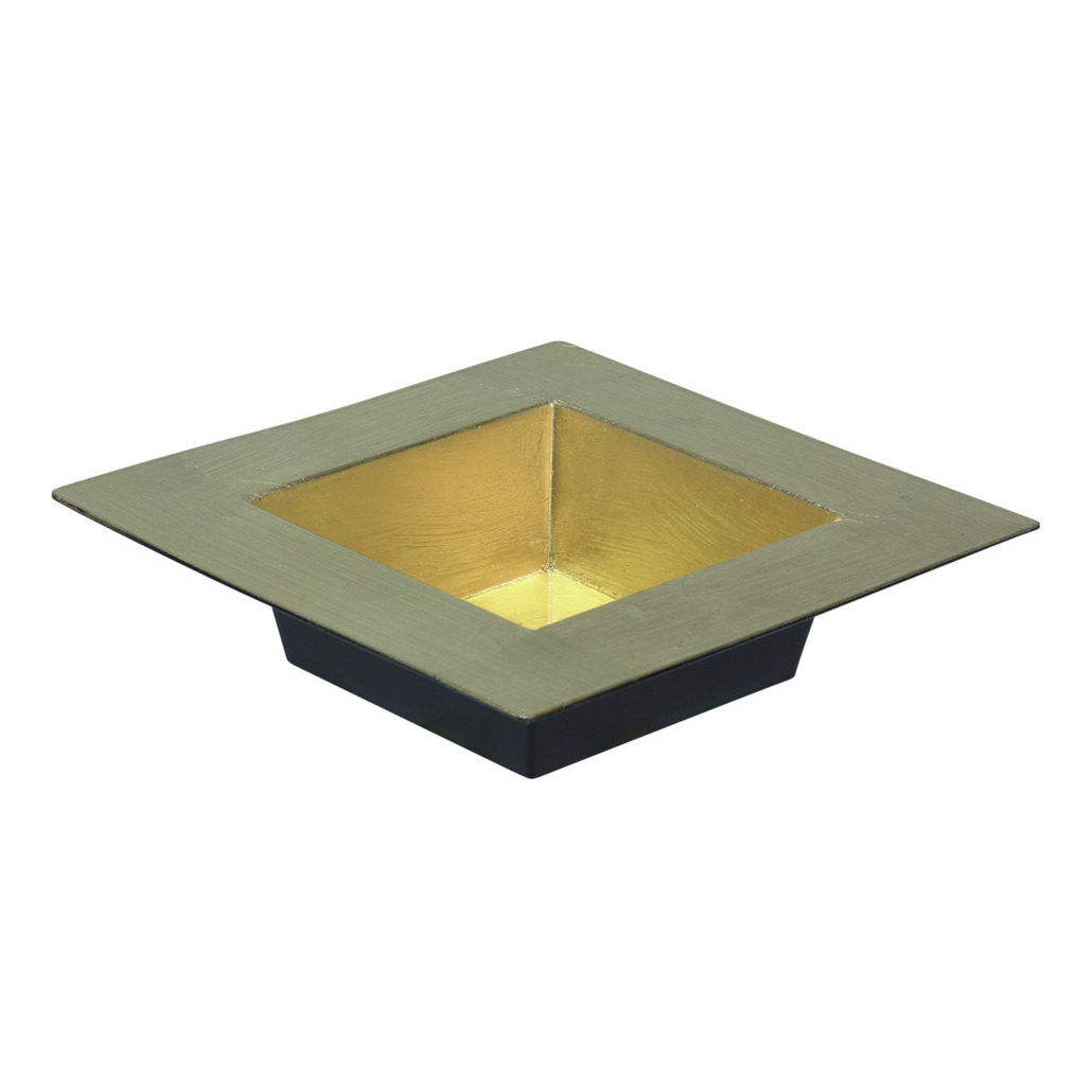 Tafel dienblad-plateau-tray goud 20 x 20 cm kunststof vierkant