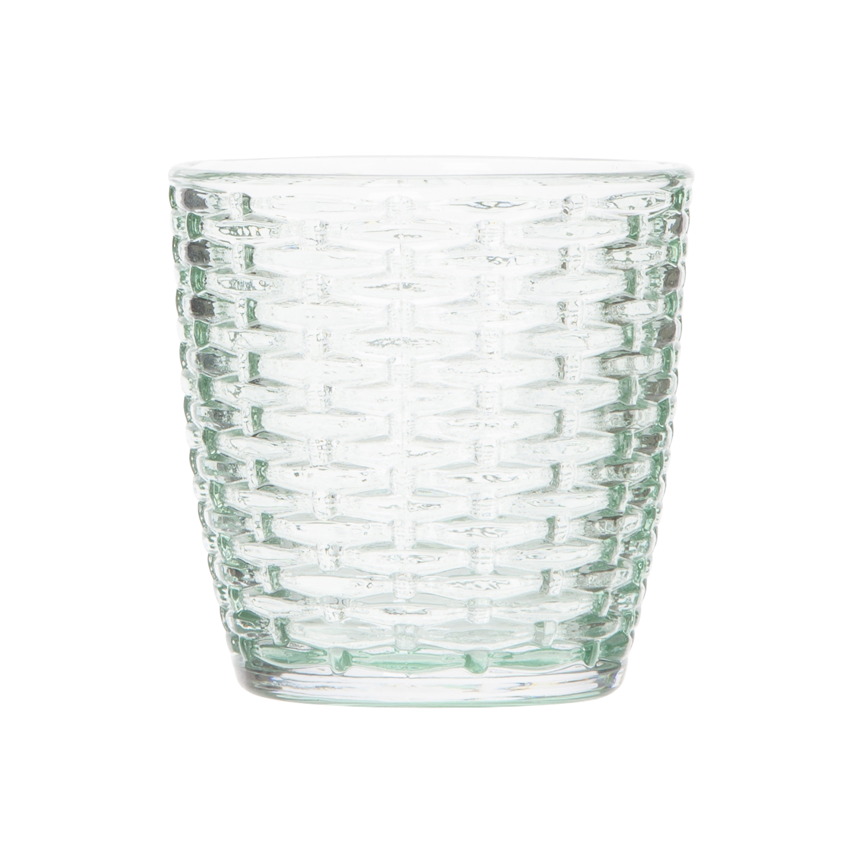 Theelichthouders-waxinelichthouders glas mintgroen 9 x 9 cm steentjes motief