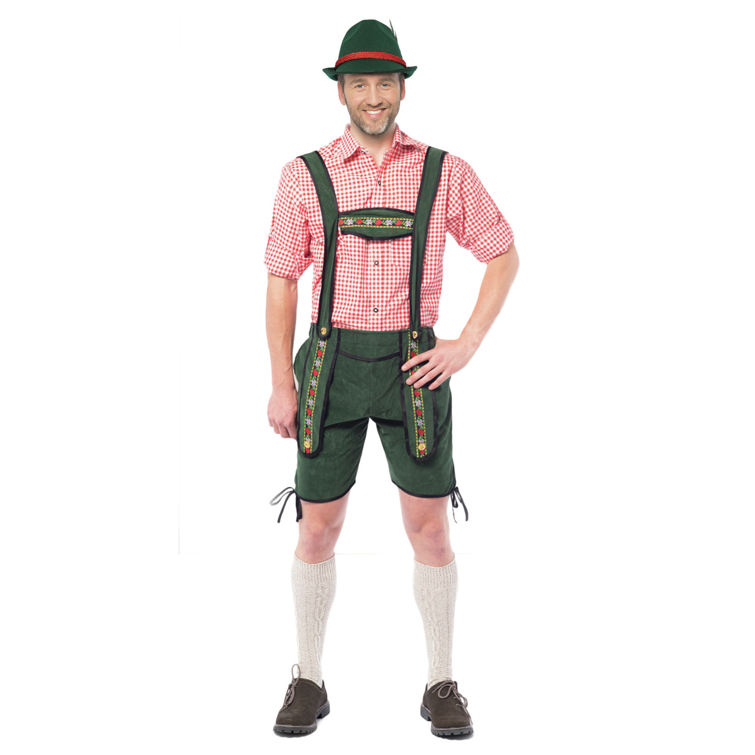 Tiroler lederhosen kort groen voor mannen