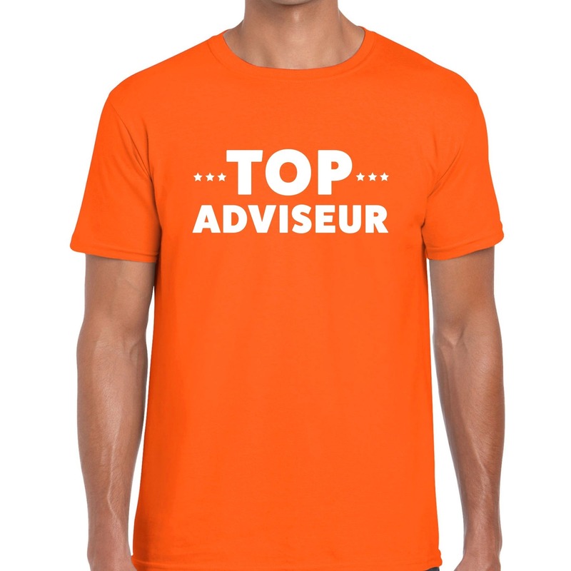 Top adviseur beurs-evenementen t-shirt oranje heren