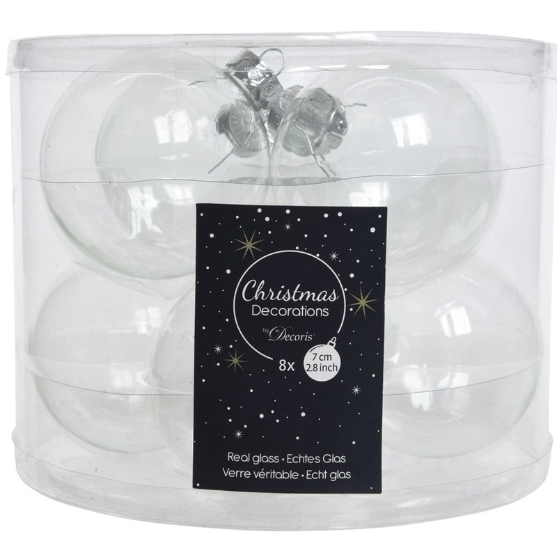 Transparante kerstversiering kerstballen 16 stuks glas 7 cm
