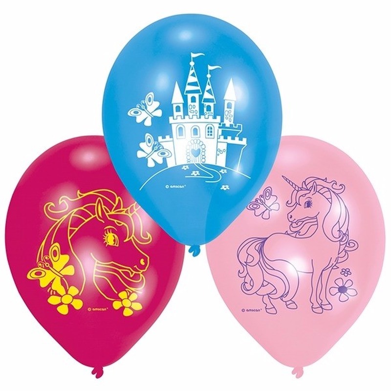 Unicorn feest versiering ballonnen set van 6x stuks