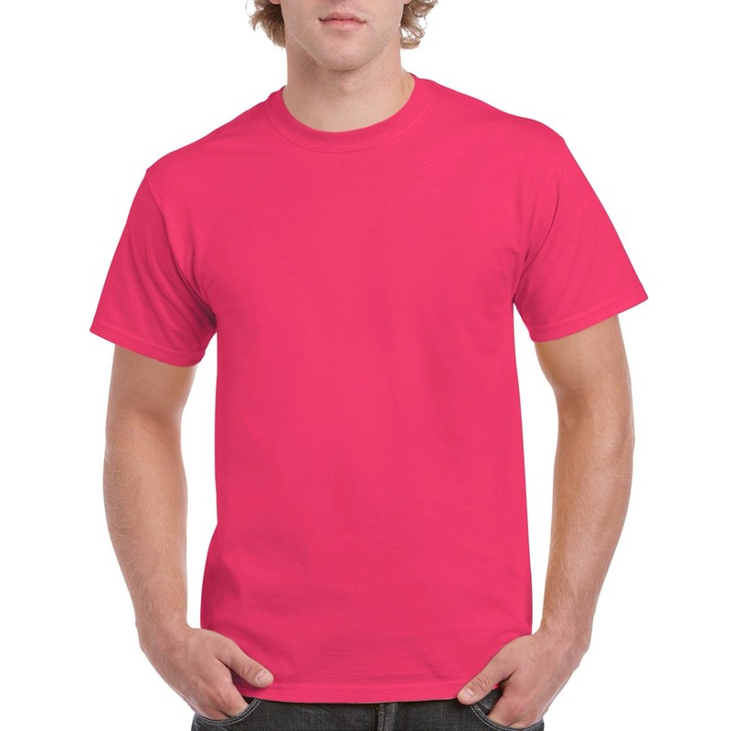 Unisex katoenen shirts fuchsia roze voor volwassenen