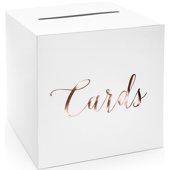 Verjaardag-jubileum enveloppendoos wit-rosegoud Cards 24 cm