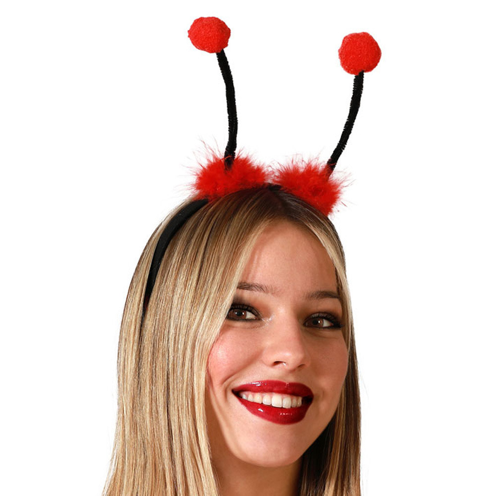Verkleed diadeem lieveheersbeestje-Aliens sprieten zwart-rood meisjes-dames Carnaval