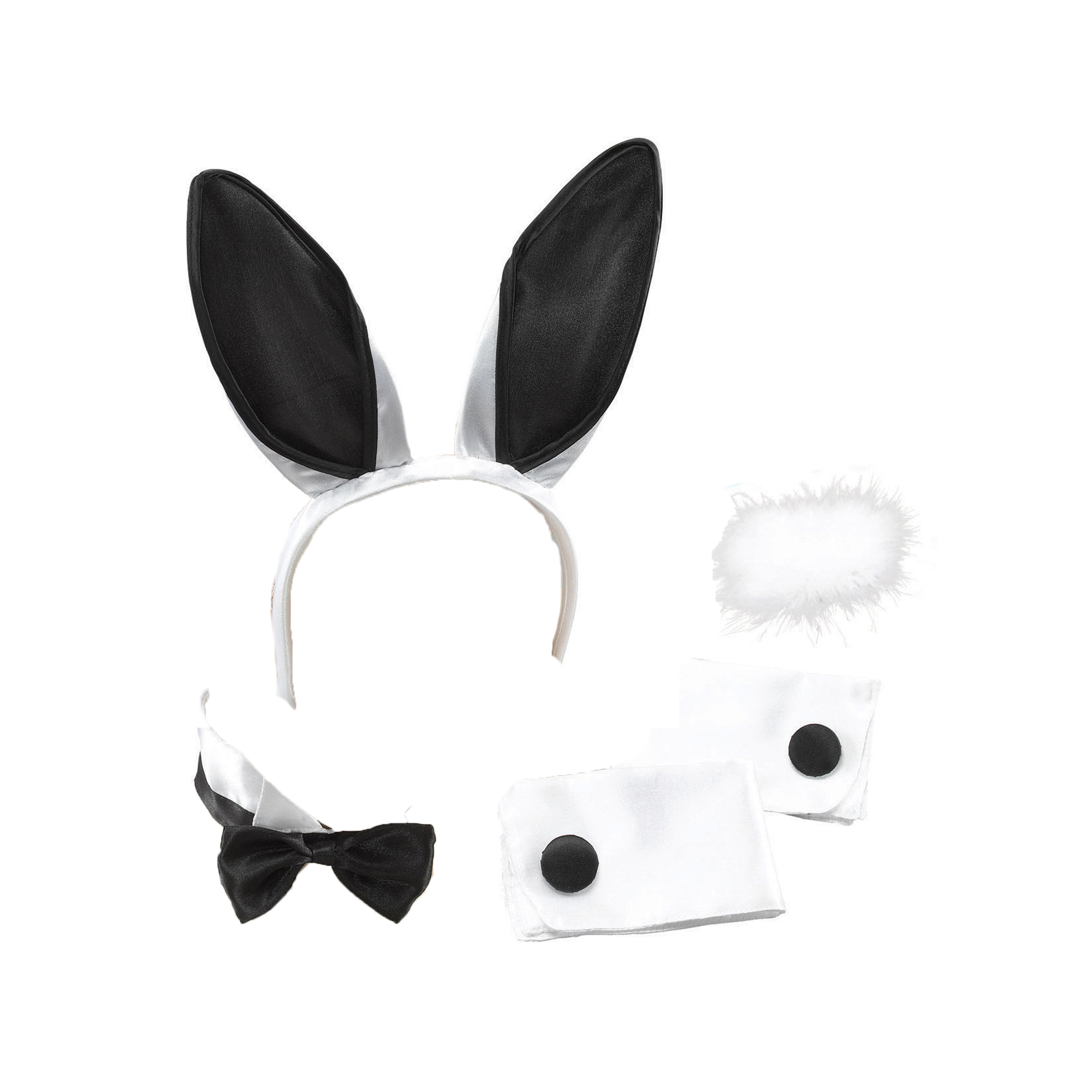 Verkleed set bunny 5-delig zwart-wit verkleed accessoires