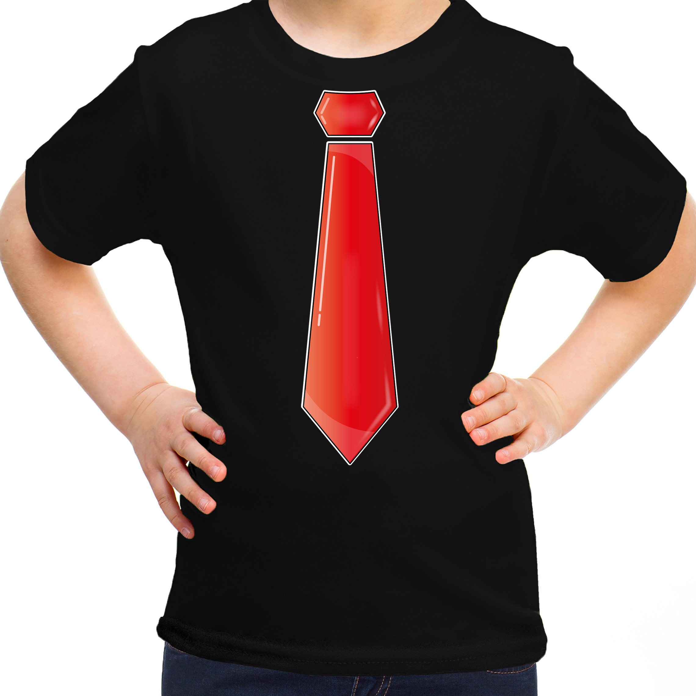 Verkleed t-shirt voor kinderen stropdas zwart meisje carnaval-themafeest kostuum