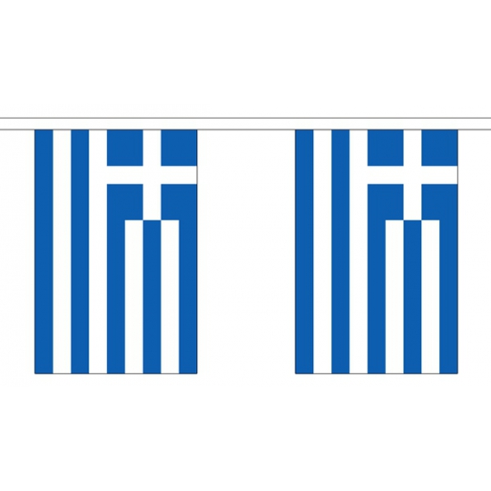 Vlaggenlijn-vlaggetjes land Griekenland polyester 300 cm versiering buiten-binnen