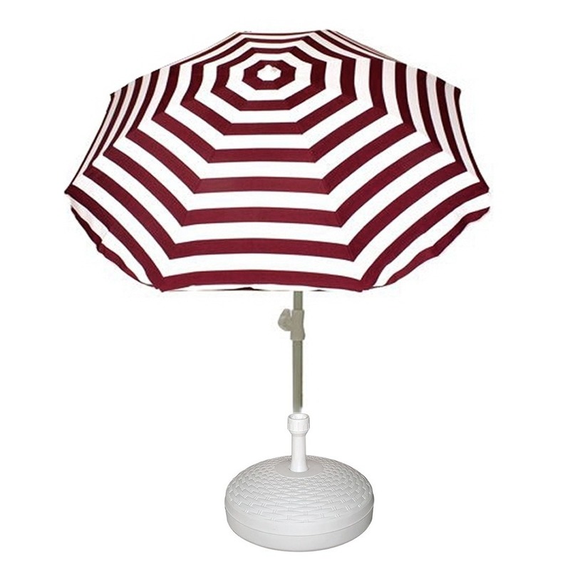 Vulbare parasol met rood wit gestreepte parasol