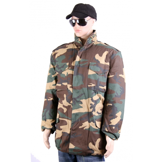 Warme jas in camouflage print