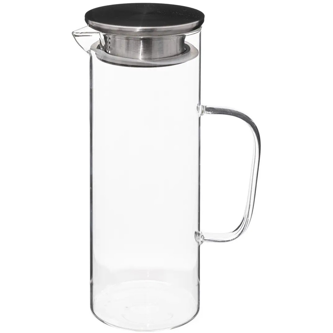 Water Karaf-Schenkkan met rvs dop glas 1.1 Liter D9 x H22 cm