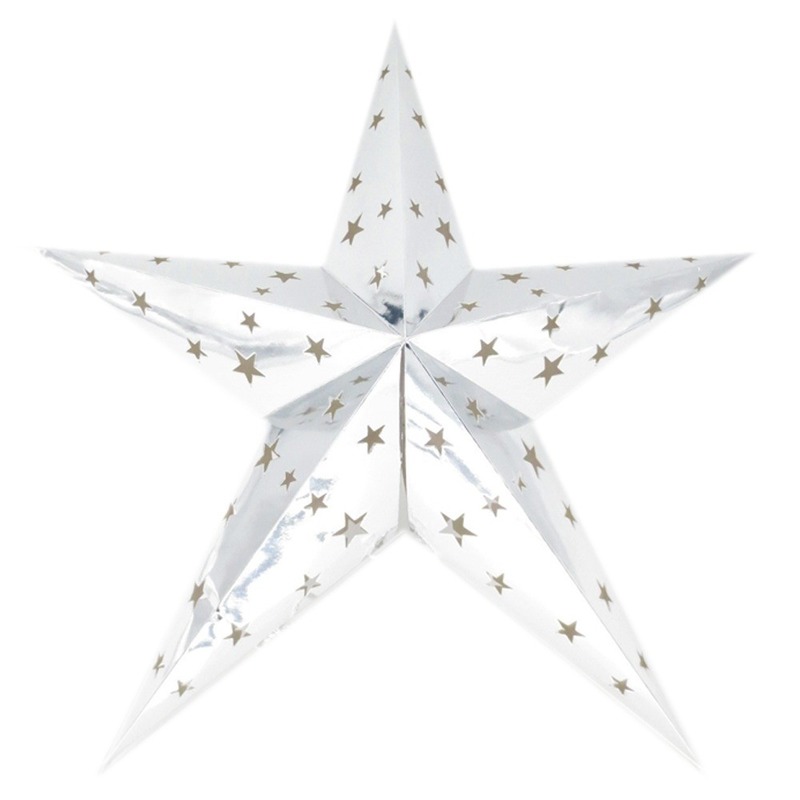 Zilveren ster lampionnen 60 cm