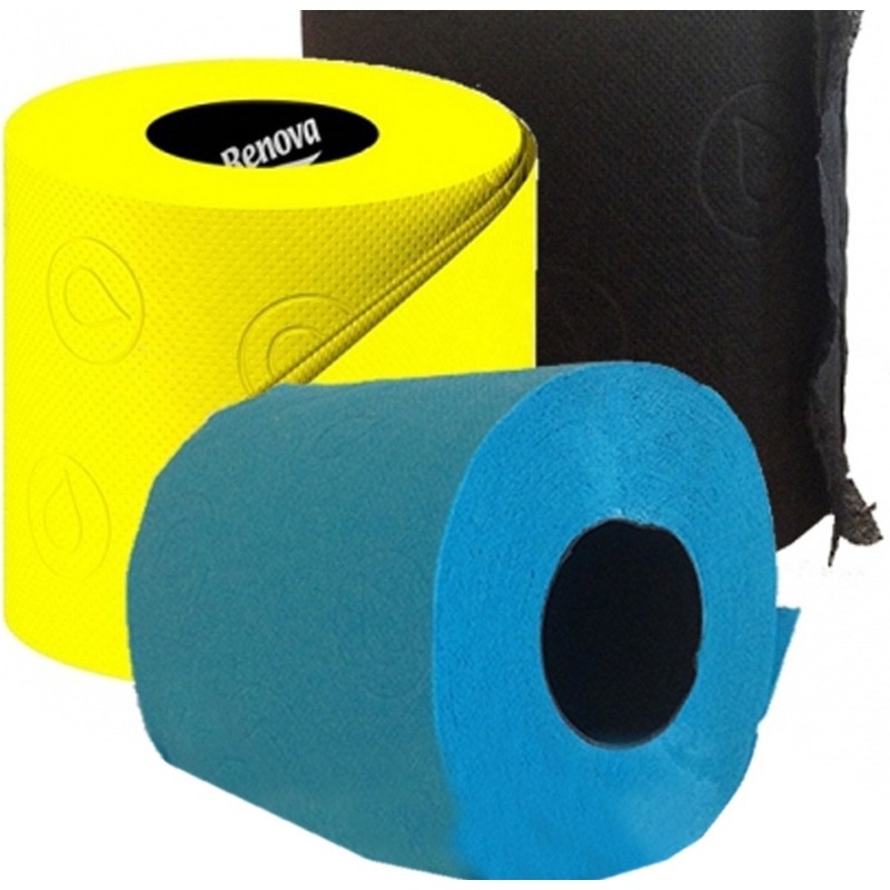 Zwart-geel-turquoise wc papier rol pakket