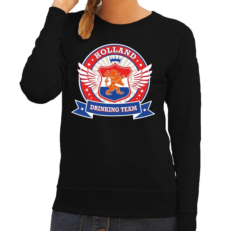 Zwart Holland drinking team sweater dames