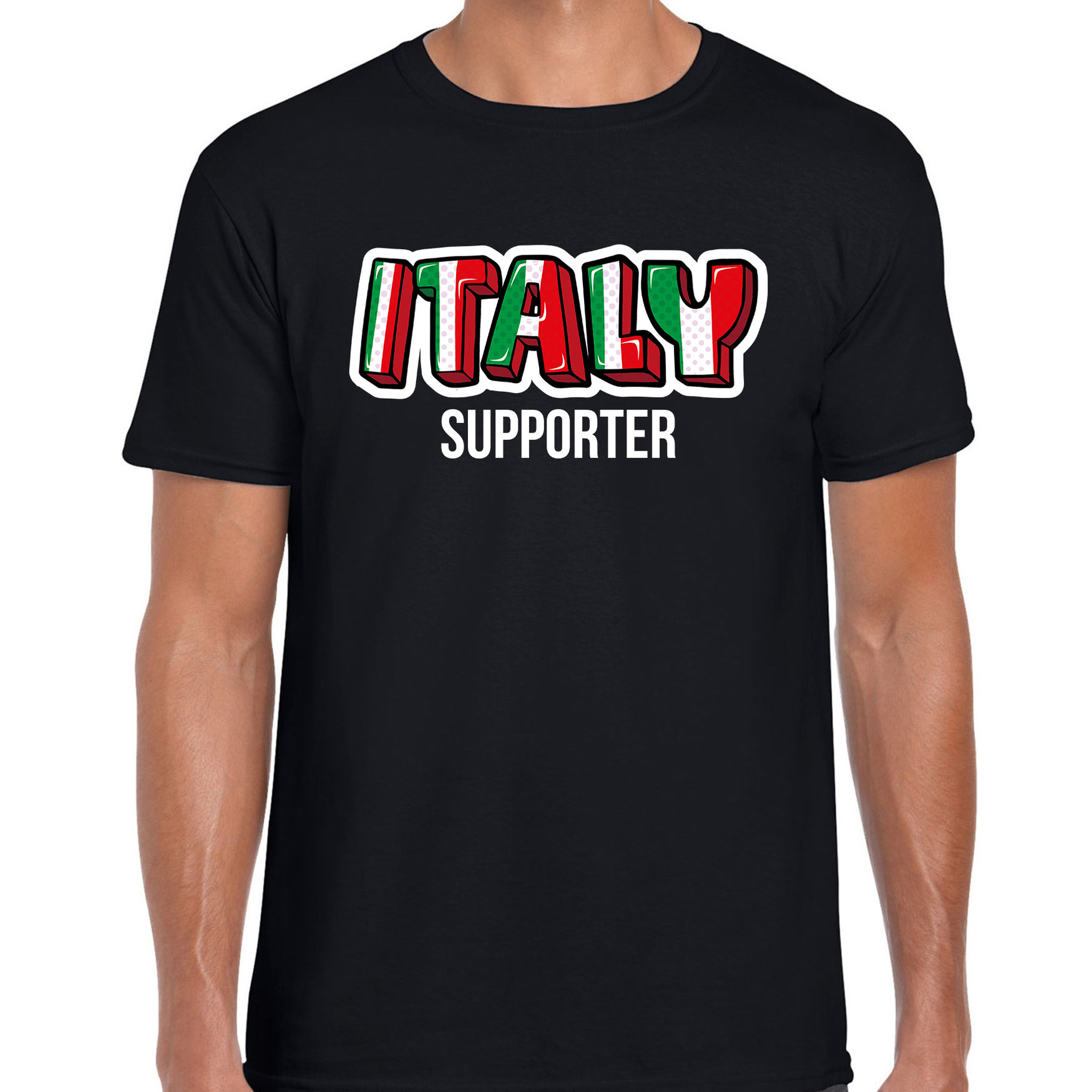 Zwart t-shirt Italy-Italie supporter EK- WK voor heren