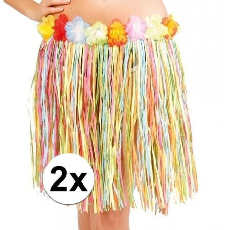 2x Hawaii skirts colored 45 cm