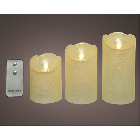 3x Cream white LED candle set