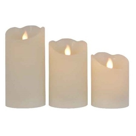 3x Cream white LED candle set