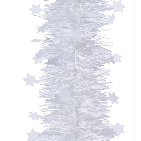 3x Winter white stars Christmas tree foil garlands 10 x 270 cm