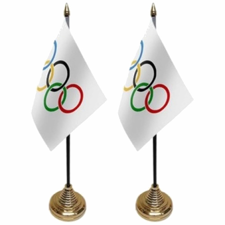 4x pieces olympic table flags 10 x 15 cm with base