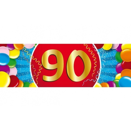 Feestartikelen 90 jaar ballonnen 16x + sticker
