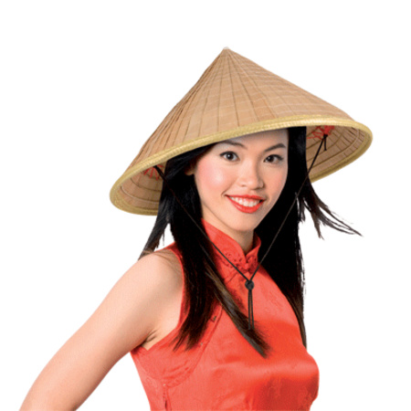 Aziatische stro hoed met punt
