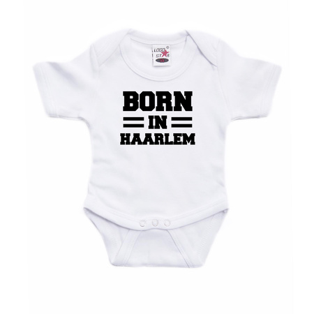 Born in Haarlem cadeau baby rompertje wit jongen/meisje