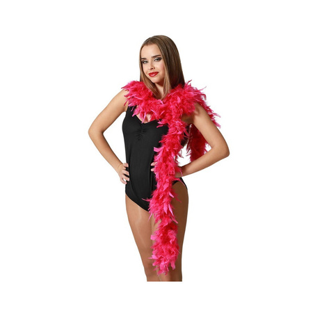 Carnaval verkleed boa met veren - fuchsia roze - 180 cm - 45 gram - Glitter and Glamour