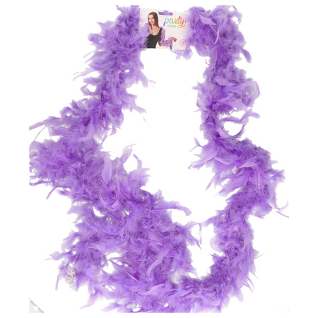 Carnaval verkleed boa met veren - paars - 180 cm - 45 gram - Glitter and Glamour