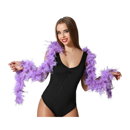 Carnaval verkleed boa met veren - paars - 180 cm - 45 gram - Glitter and Glamour