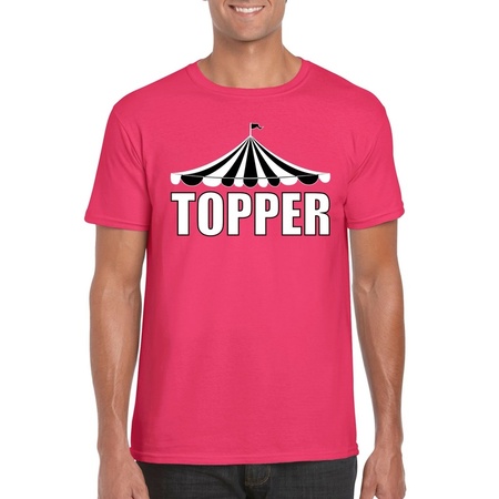 Circus t-shirt roze Topper met witte letters heren