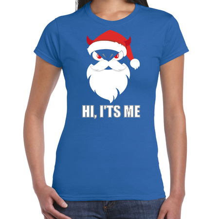 Devil Santa Kerstshirt / Kerst outfit Hi its me blauw voor dames