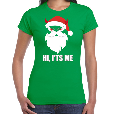 Devil Santa Kerstshirt / Kerst outfit Hi its me groen voor dames