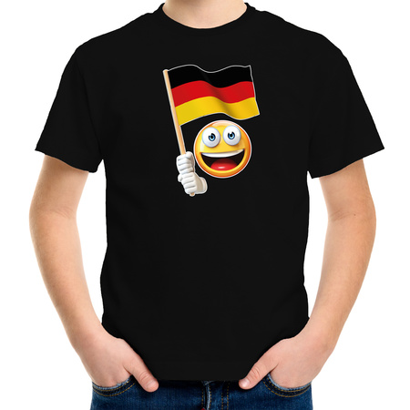 Germany supporter t-shirt with Emoticon black for children