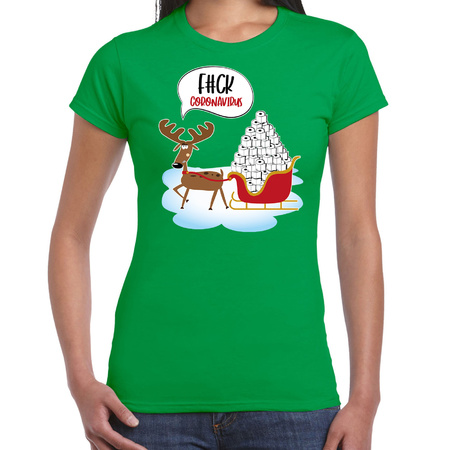 F#ck coronavirus Christmas t-shirt green for women