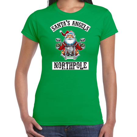 Fout Kerstshirt / outfit Santas angels Northpole groen voor dames