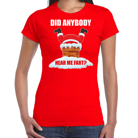 Fun Kerstshirt / outfit Did anybody hear my fart rood voor dames
