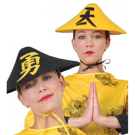 Aziatische hoed geel voor volwassenen
