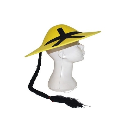 Chinese yellow carnaval hat with braid