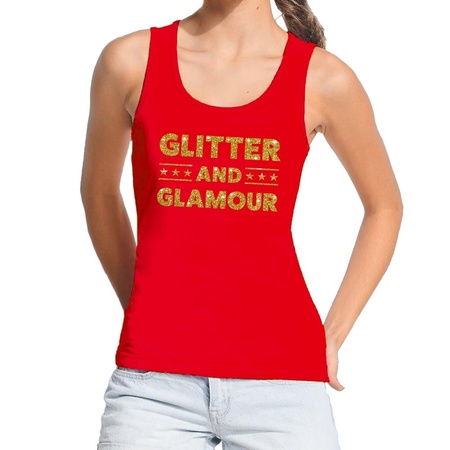 Glitter and Glamour glitter tanktop / mouwloos shirt rood dames