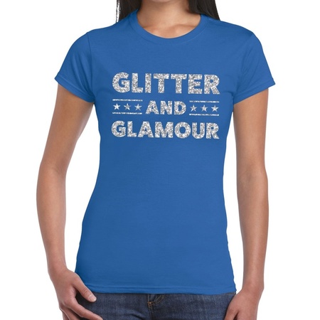 Glitter and Glamour silver glitter t-shirt blue women