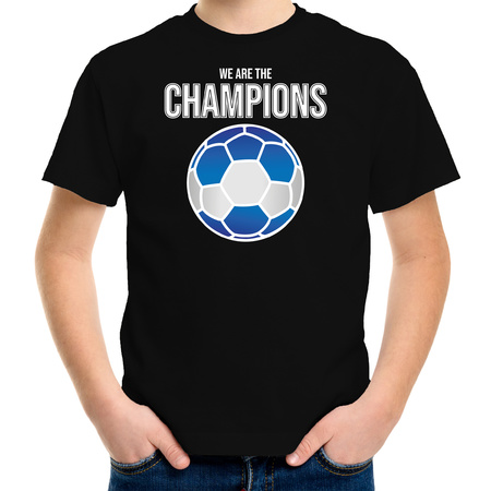 Griekenland EK/ WK supporter t-shirt we are the champions met Griekse voetbal zwart kinderen