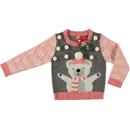 Kerst sweaters ijsbeer grijs voor kinderen