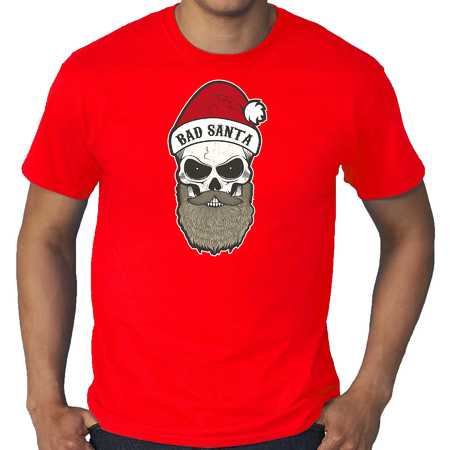 Plus size Bad Santa Christmas t-shirt red for men