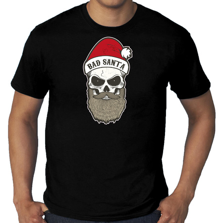 Grote maten Bad Santa fout Kerstshirt / outfit zwart voor heren