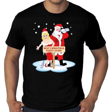 Grote maten fout Kerst t-shirt best Christmas party zwart heren