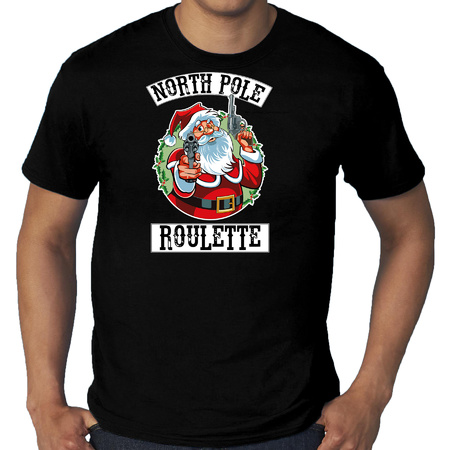 Grote maten fout Kerstshirt / outfit Northpole roulette zwart voor heren